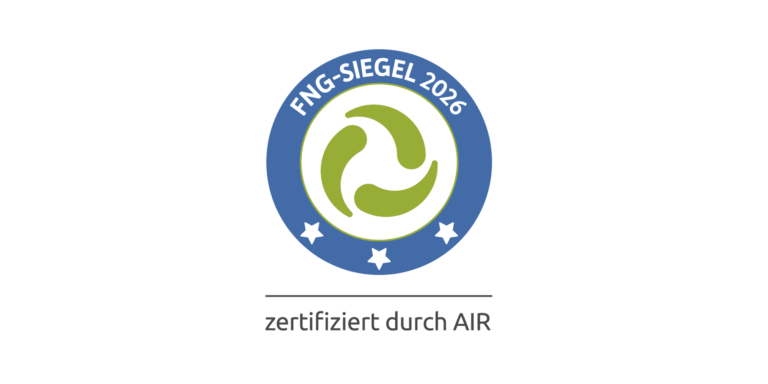 Logo FNG-Siegel 2026 mit 3 Sternen für unseren Wasserfonds. Das ist die Höchstbewertung des begehrten und renommierten Nachhaltigkeitssiegels in der DACH Region.