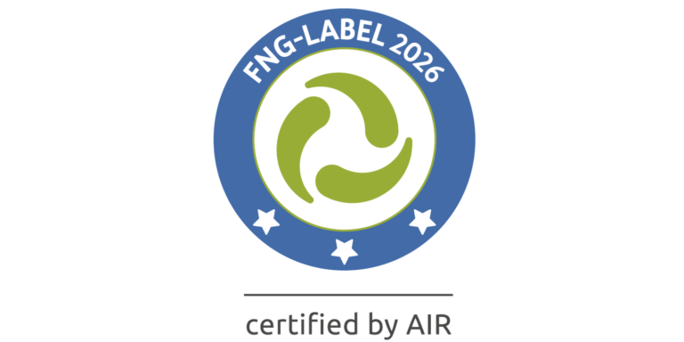 Logo FNG Seal 2026 with 3 stars for our water fund. This is the highest rating of the coveted and renowned sustainability label in the DACH region.